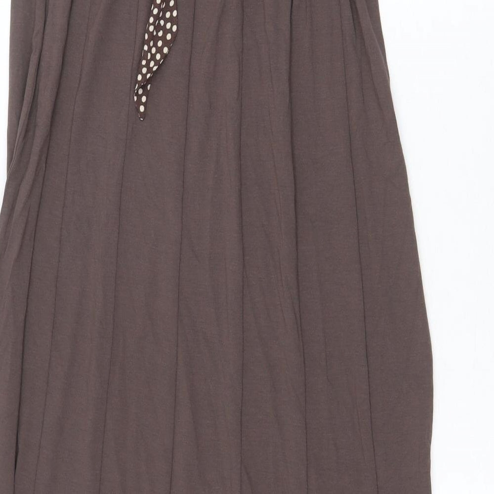 Per Una Womens Brown Viscose Swing Skirt Size 8 Tie