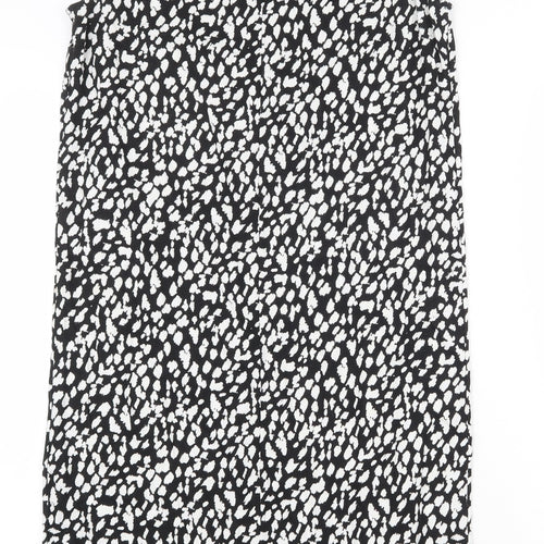 Marks and Spencer Womens Black Geometric Viscose Shift Size 6 Round Neck Button