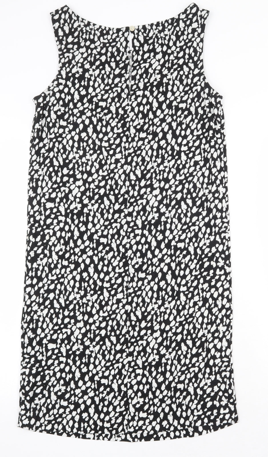 Marks and Spencer Womens Black Geometric Viscose Shift Size 6 Round Neck Button