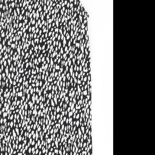 Marks and Spencer Womens Black Geometric Viscose Shift Size 6 Round Neck Button