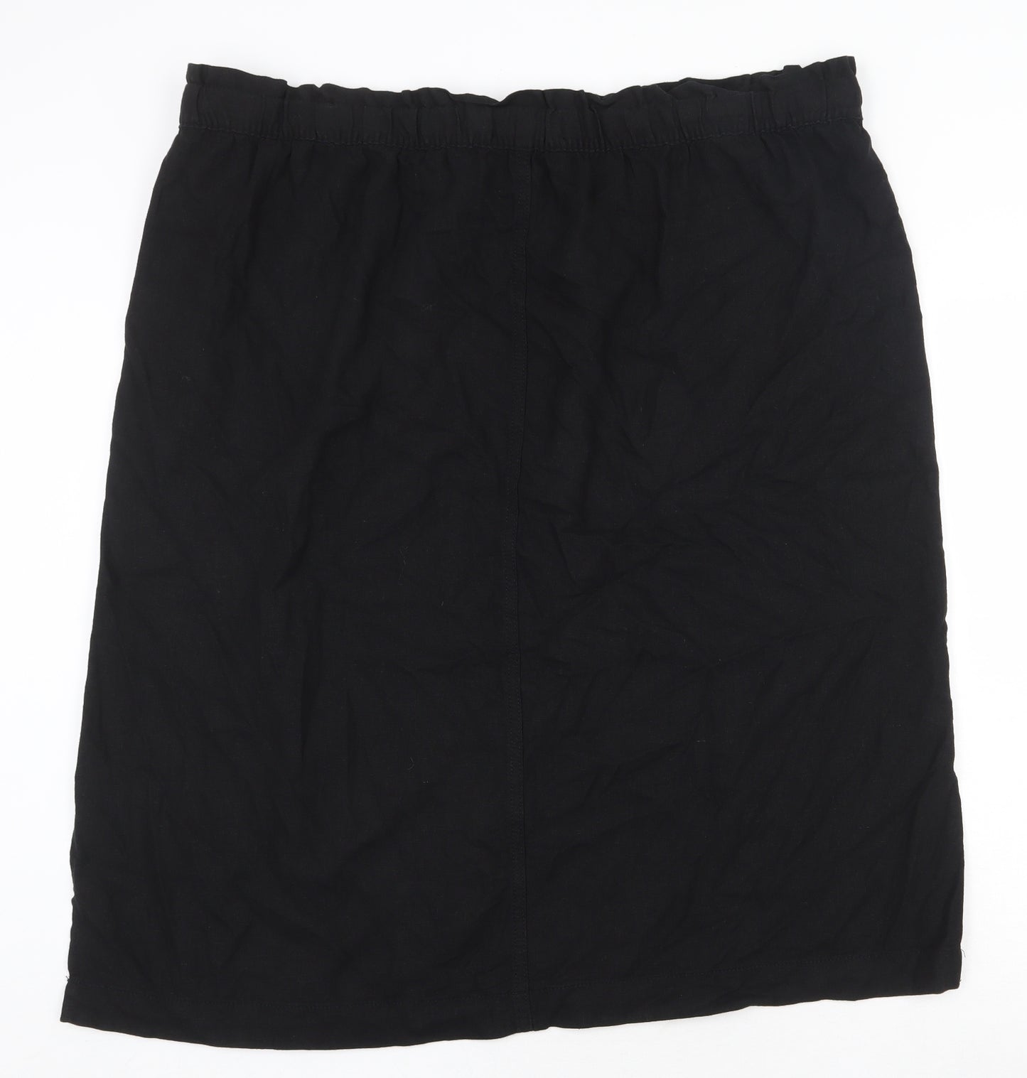 Marks and Spencer Womens Black Cotton Straight & Pencil Skirt Size 24 Drawstring