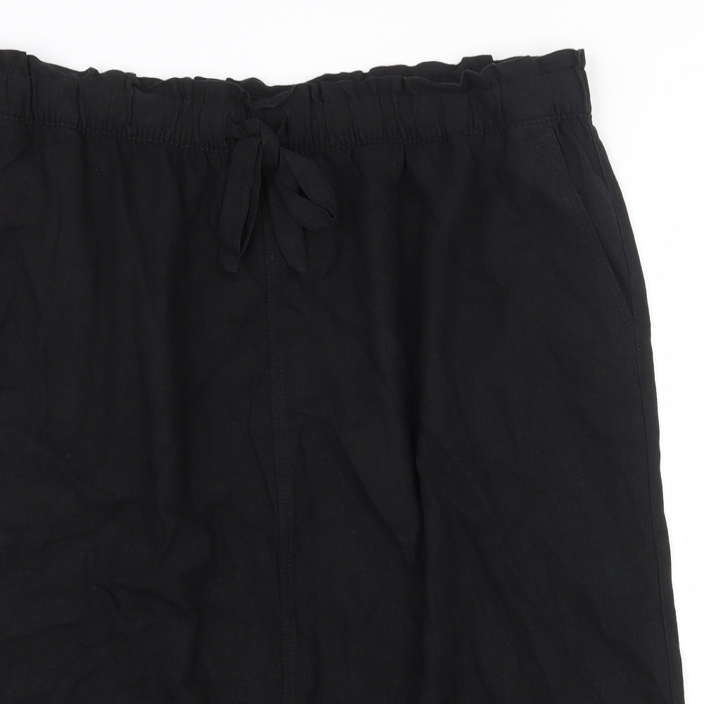 Marks and Spencer Womens Black Cotton Straight & Pencil Skirt Size 24 Drawstring