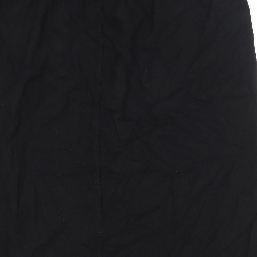 Marks and Spencer Womens Black Cotton Straight & Pencil Skirt Size 24 Drawstring