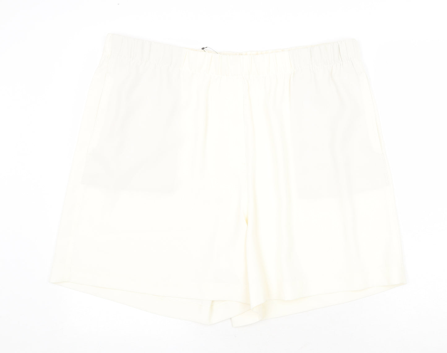 Marks and Spencer Womens Ivory Polyester Basic Shorts Size 24 Regular Pull On