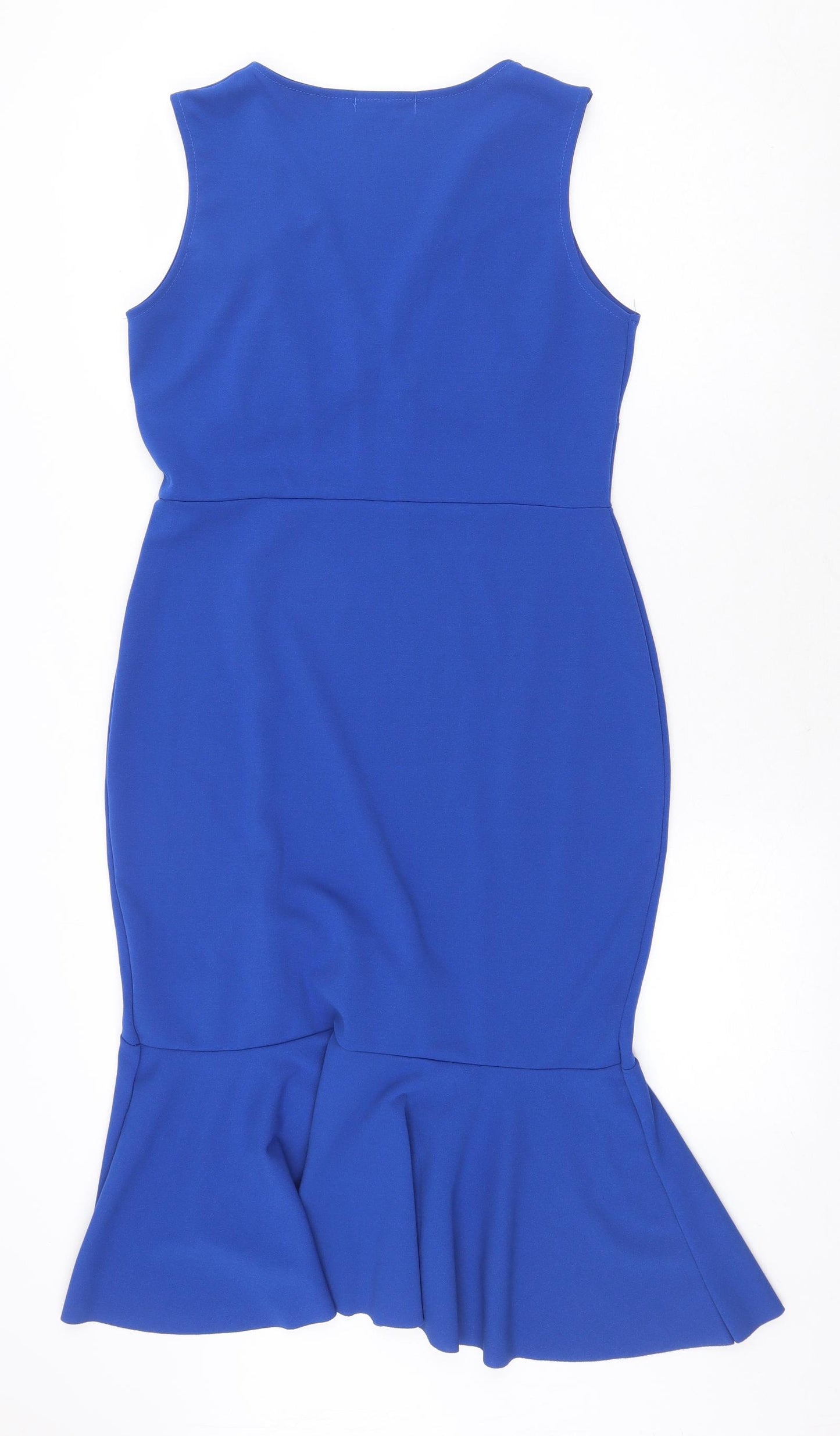 Quiz Womens Blue Polyester Pencil Dress Size 14 V-Neck Pullover