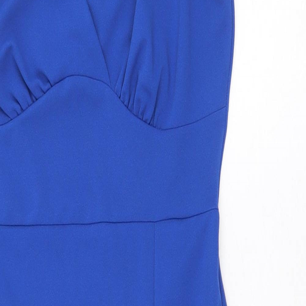 Quiz Womens Blue Polyester Pencil Dress Size 14 V-Neck Pullover