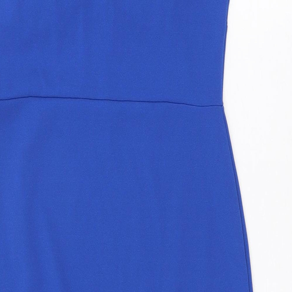 Quiz Womens Blue Polyester Pencil Dress Size 14 V-Neck Pullover