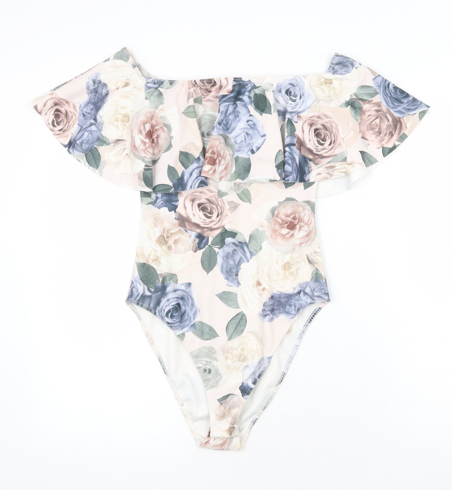 New Look Womens Multicoloured Floral Nylon Bodysuit One-Piece Size 12 Snap