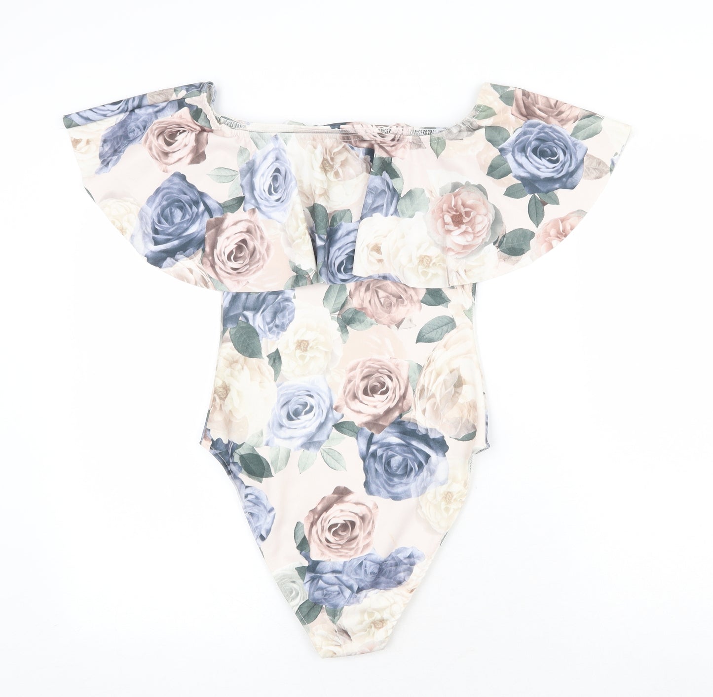 New Look Womens Multicoloured Floral Nylon Bodysuit One-Piece Size 12 Snap