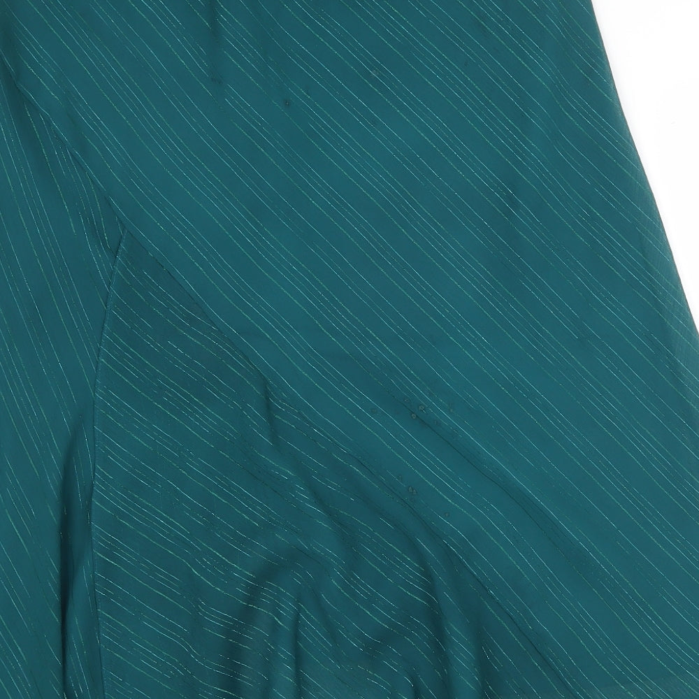 Preworn Womens Green Striped Polyester Swing Skirt Size 18