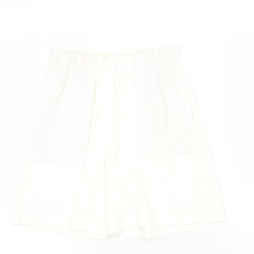 Marks and Spencer Womens White Polyester Culotte Shorts Size 6 Regular Pull On