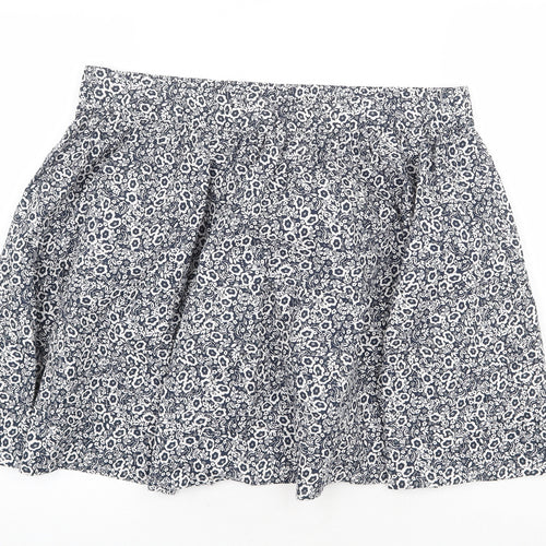 Marks and Spencer Womens Blue Floral Cotton Skater Skirt Size 16