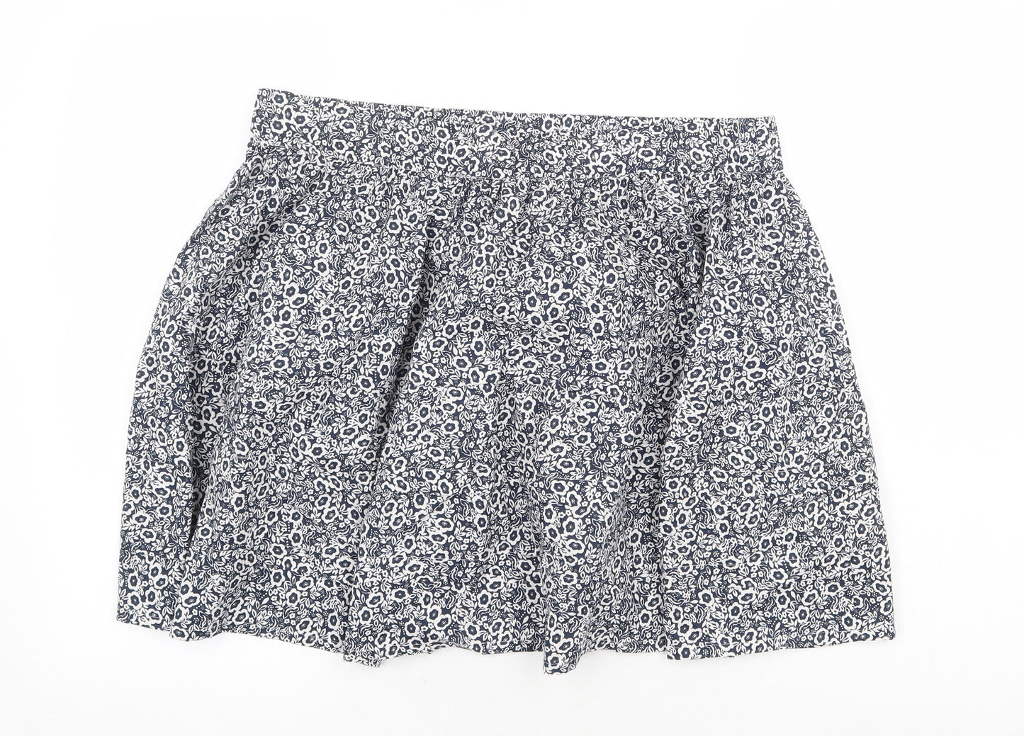 Marks and Spencer Womens Blue Floral Cotton Skater Skirt Size 16