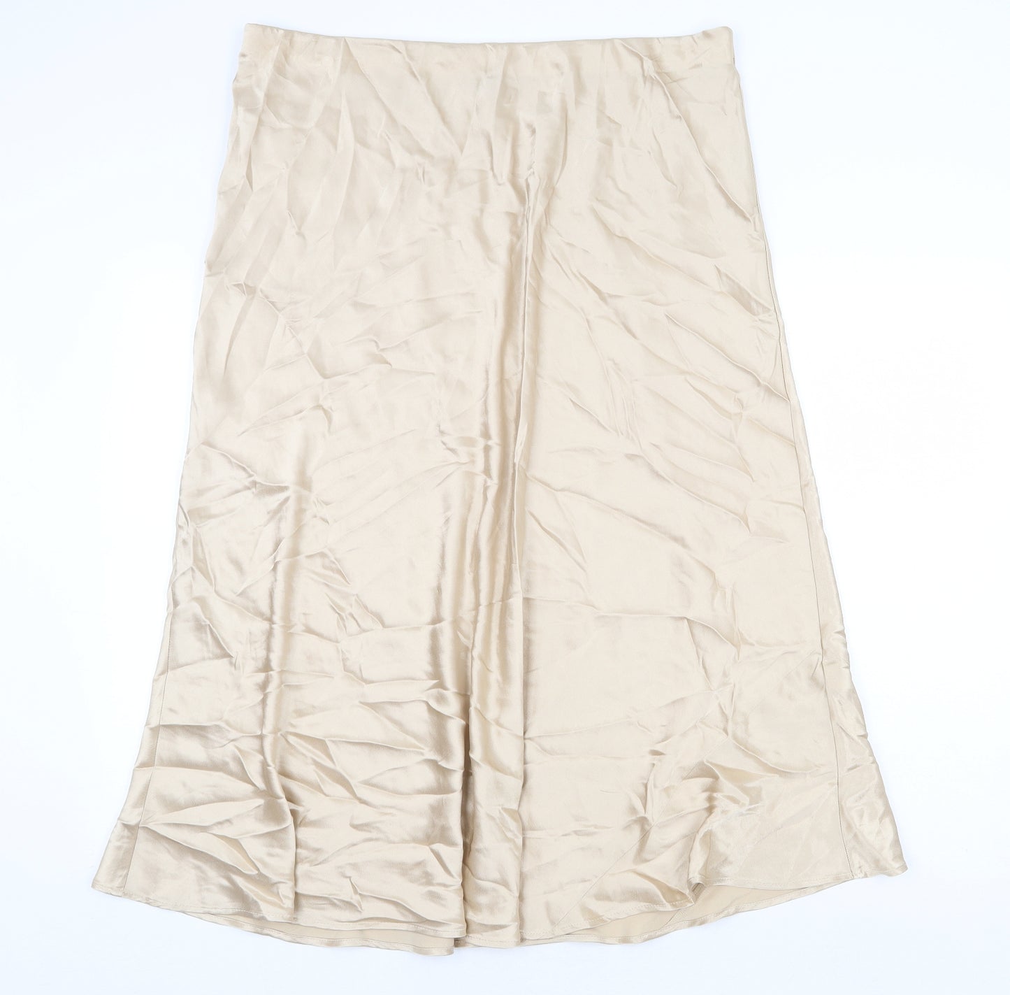 Marks and Spencer Womens Gold Viscose Swing Skirt Size 20
