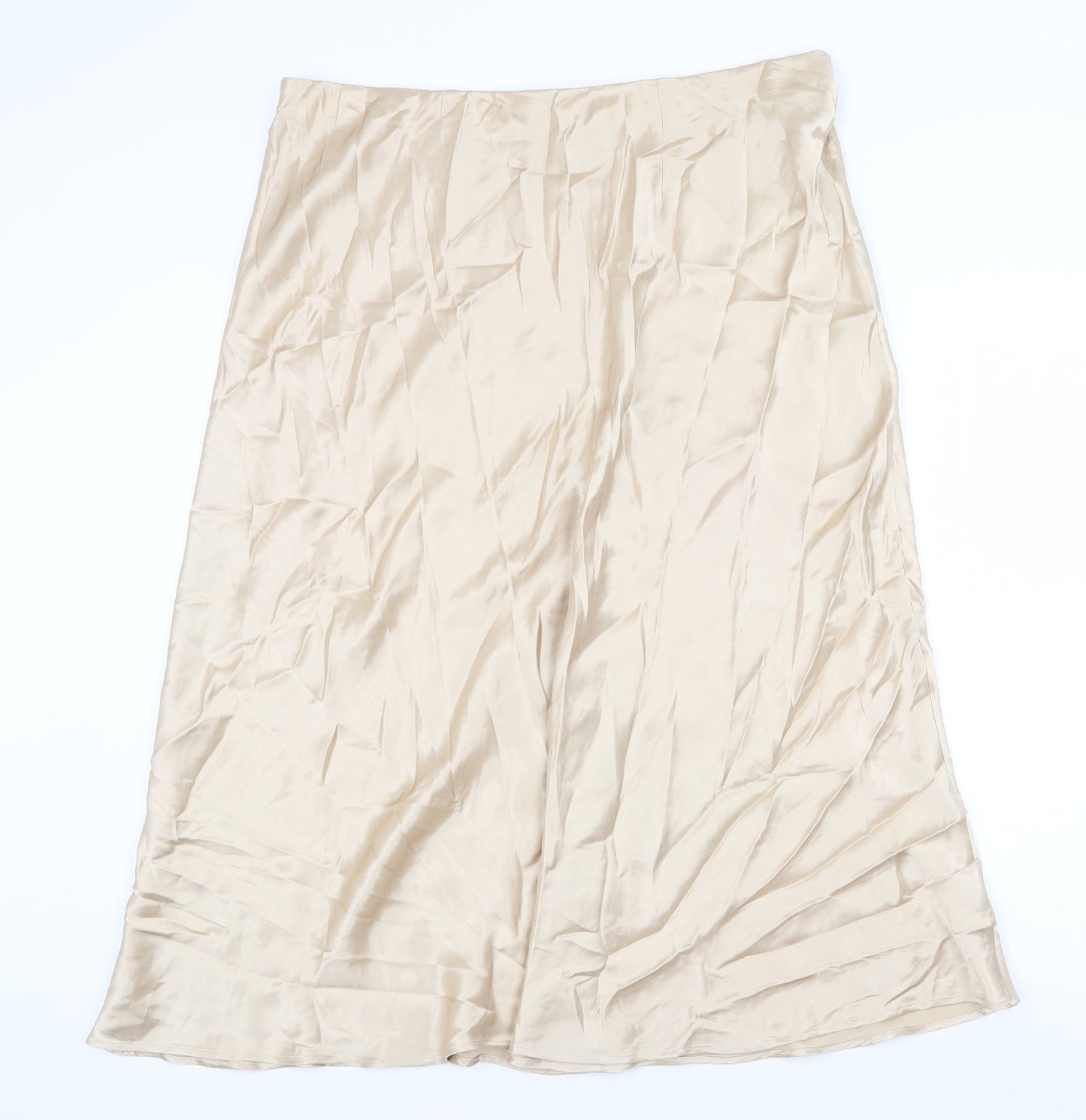 Marks and Spencer Womens Gold Viscose Swing Skirt Size 20