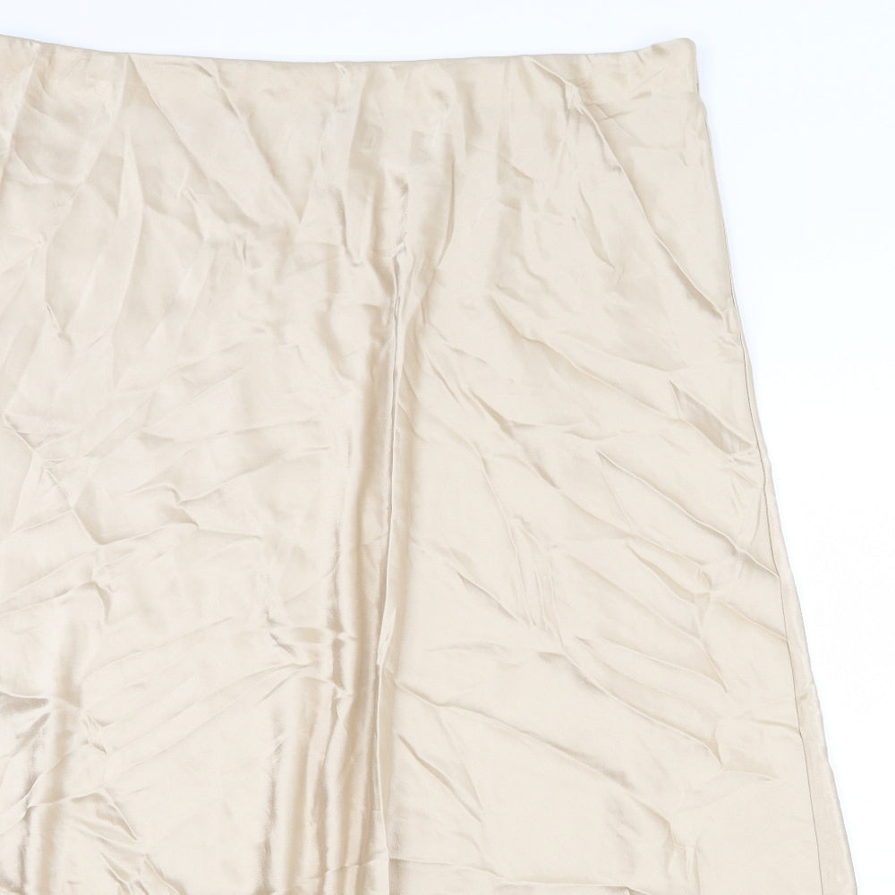 Marks and Spencer Womens Gold Viscose Swing Skirt Size 20