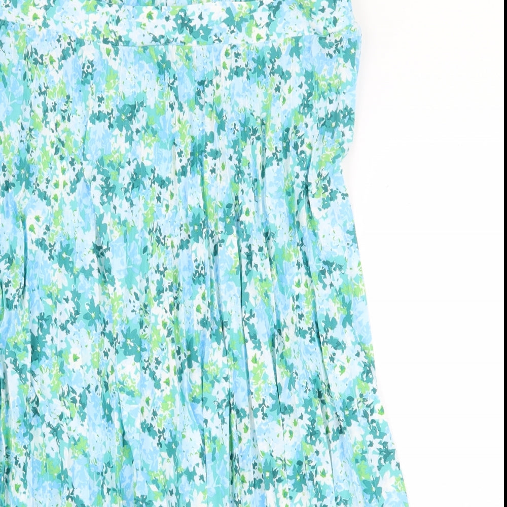 Marks and Spencer Womens Blue Floral Polyester Peasant Skirt Size 20