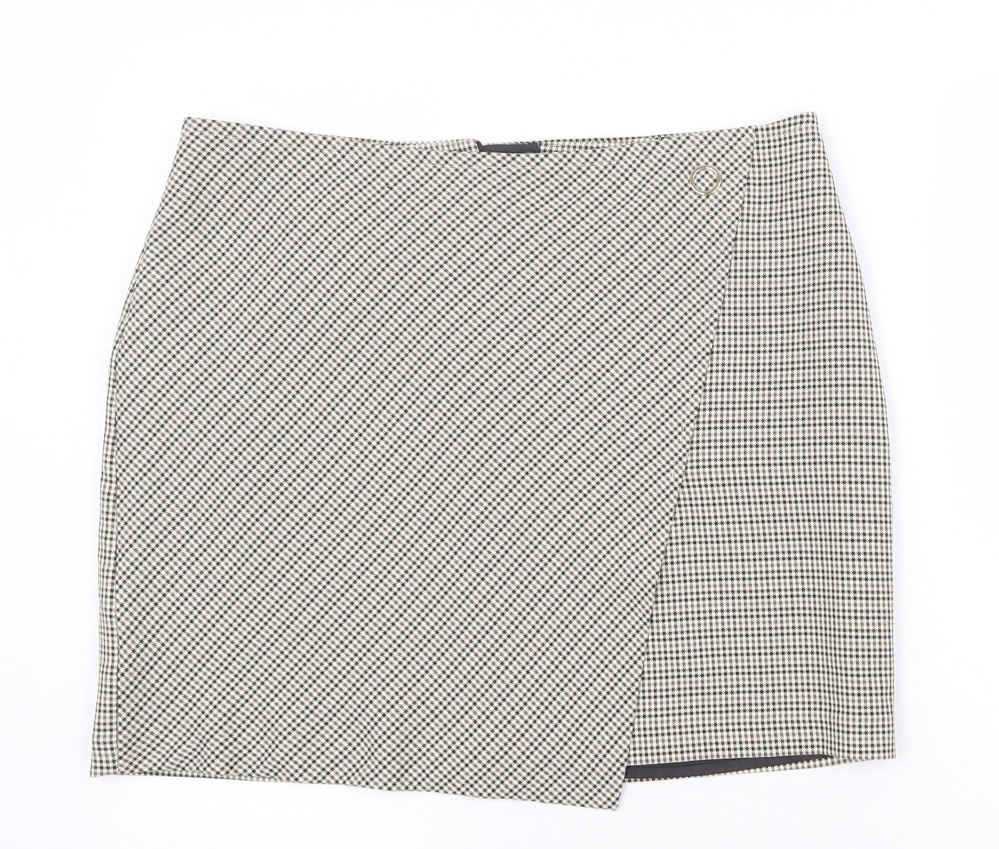George Womens Beige Plaid Polyester Straight & Pencil Skirt Size 16 Zip