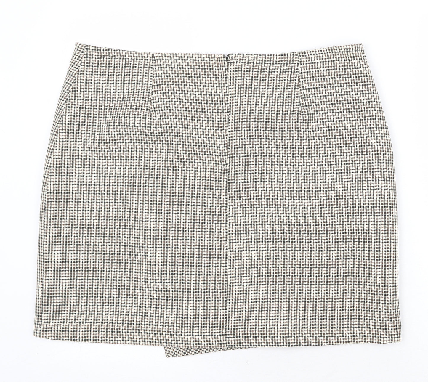 George Womens Beige Plaid Polyester Straight & Pencil Skirt Size 16 Zip