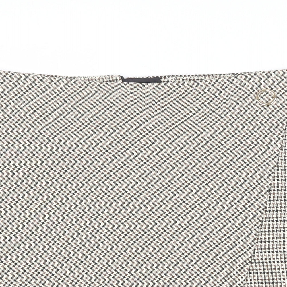 George Womens Beige Plaid Polyester Straight & Pencil Skirt Size 16 Zip