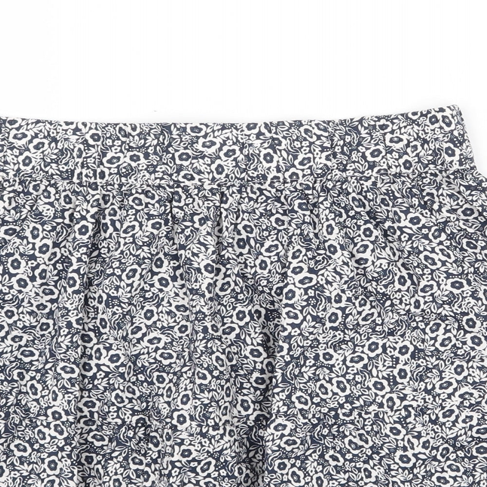 Marks and Spencer Womens Blue Floral Cotton Skater Skirt Size 12