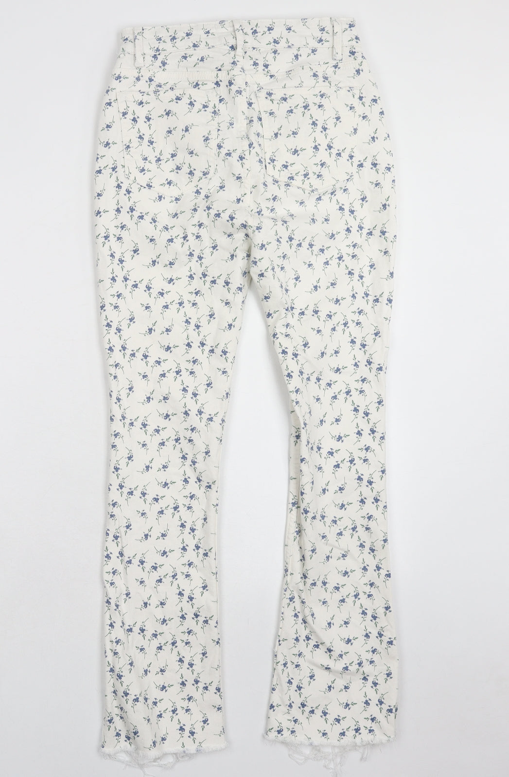 Denim & Co. Womens White Floral Cotton Bootcut Jeans Size 6 Regular Zip