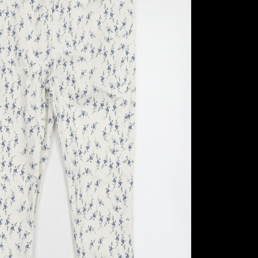 Denim & Co. Womens White Floral Cotton Bootcut Jeans Size 6 Regular Zip