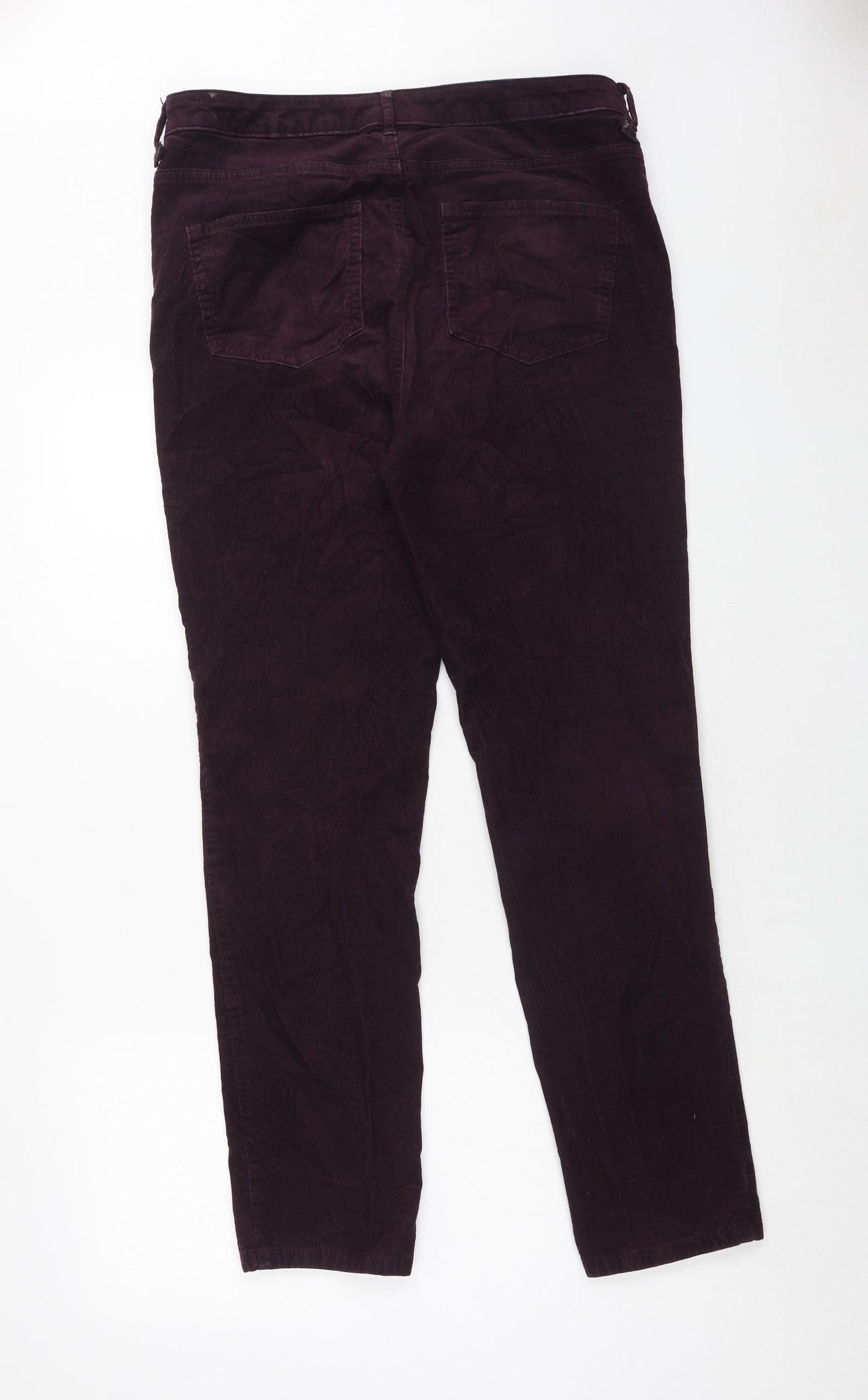 Marks and Spencer Womens Purple Cotton Trousers Size 14 Regular Zip