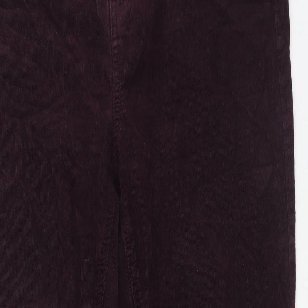 Marks and Spencer Womens Purple Cotton Trousers Size 14 Regular Zip