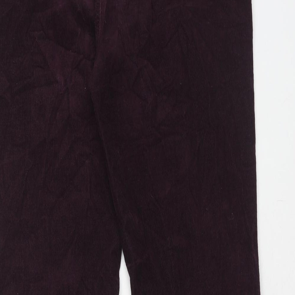 Marks and Spencer Womens Purple Cotton Trousers Size 14 Regular Zip