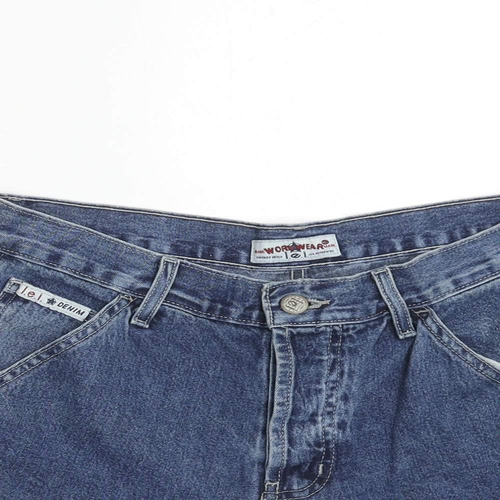 Workwear Womens Blue Cotton Hot Pants Shorts Size 30 in Regular Zip