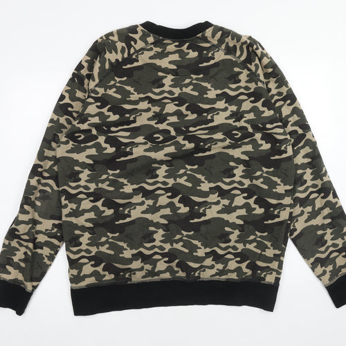 Primark Mens Green Camouflage Cotton Pullover Sweatshirt Size XL