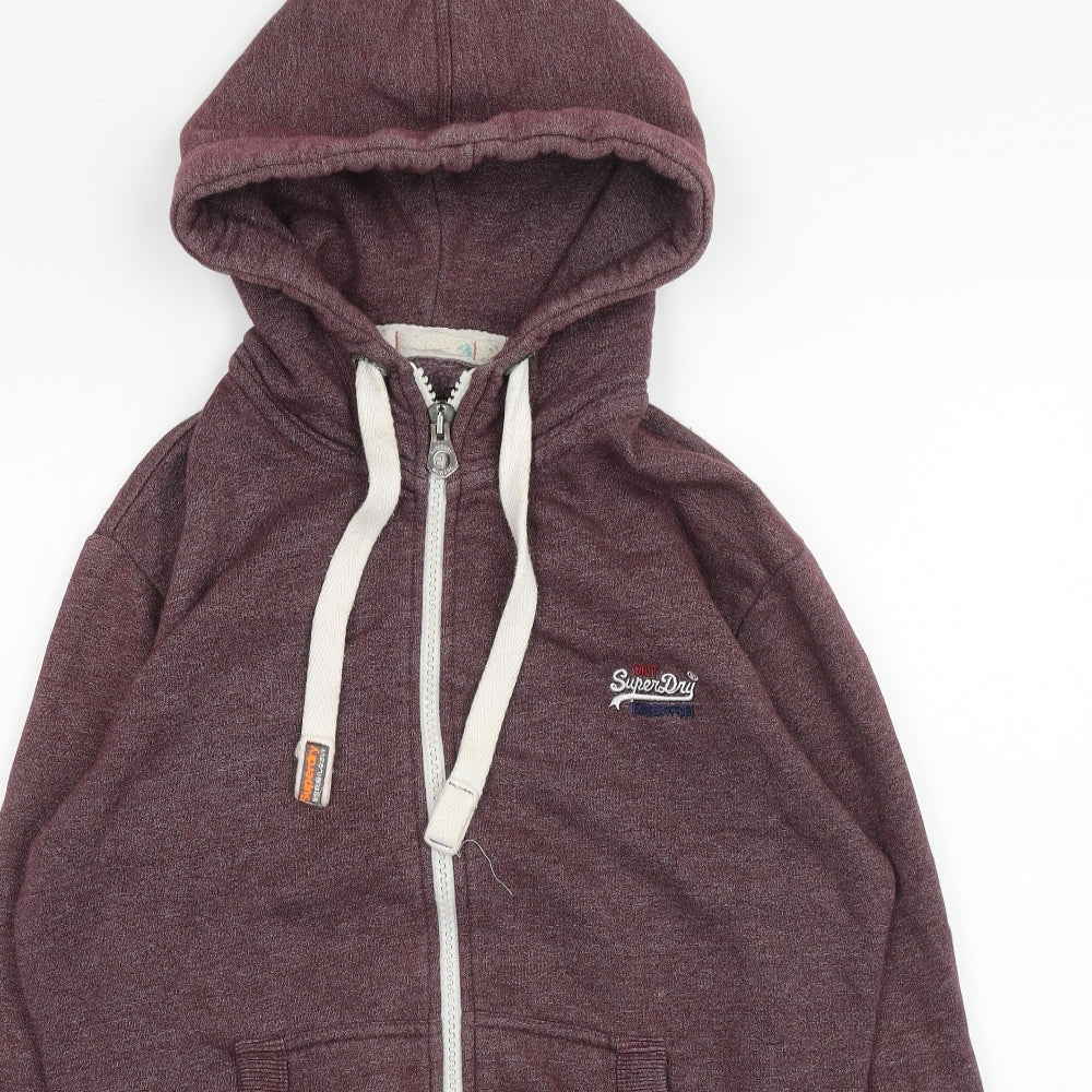 Superdry Mens Purple Cotton Full Zip Hoodie Size M