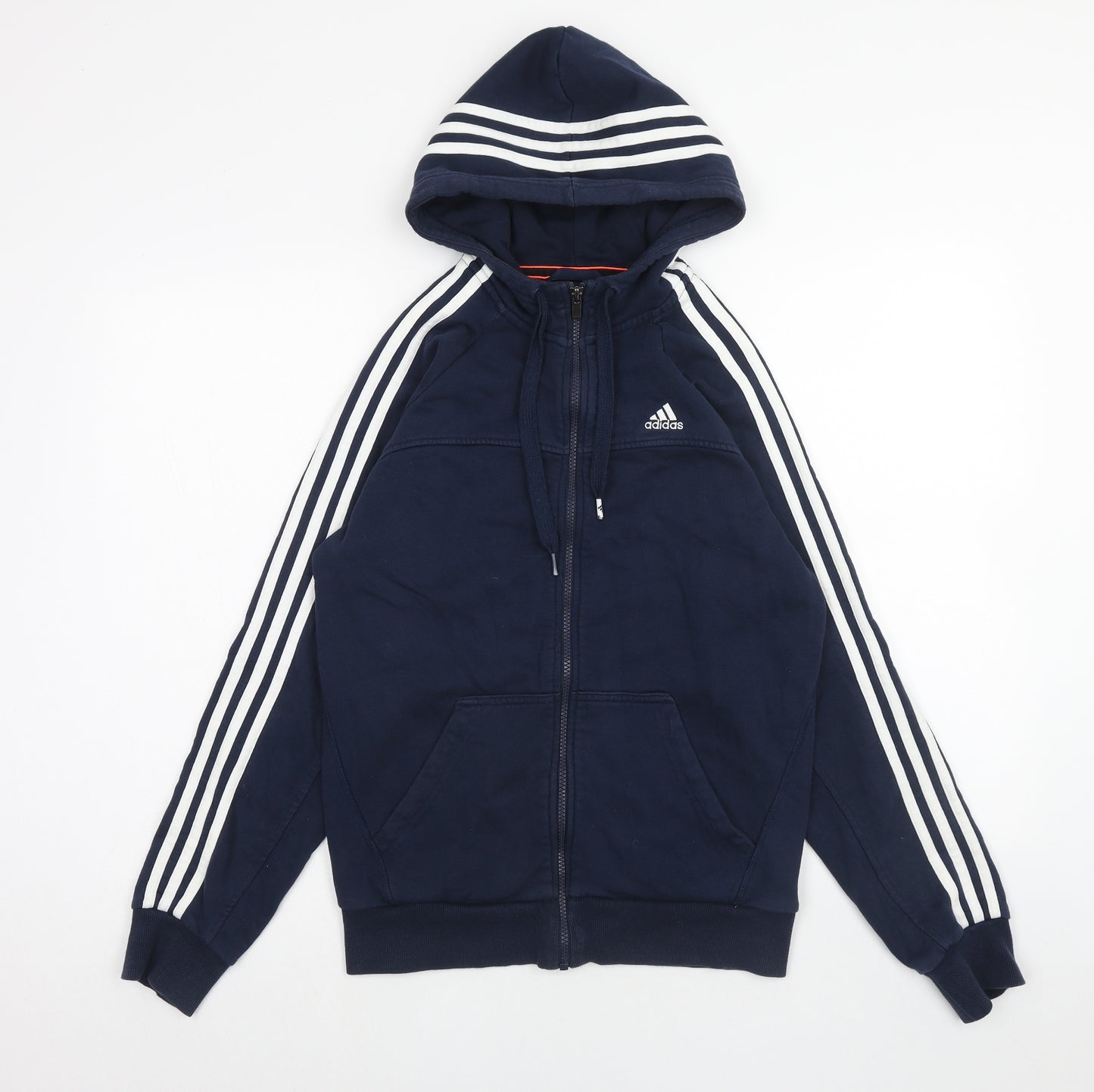 adidas Mens Blue Cotton Full Zip Hoodie Size S