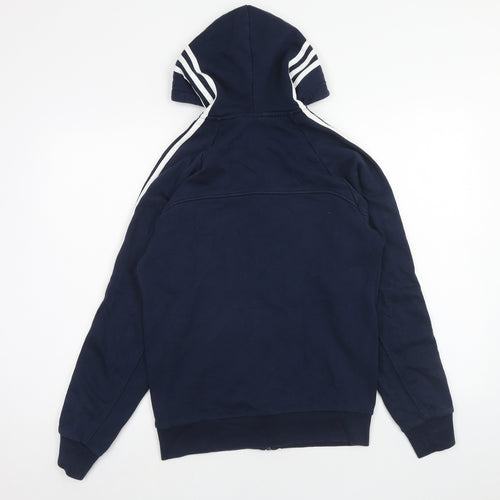 adidas Mens Blue Cotton Full Zip Hoodie Size S