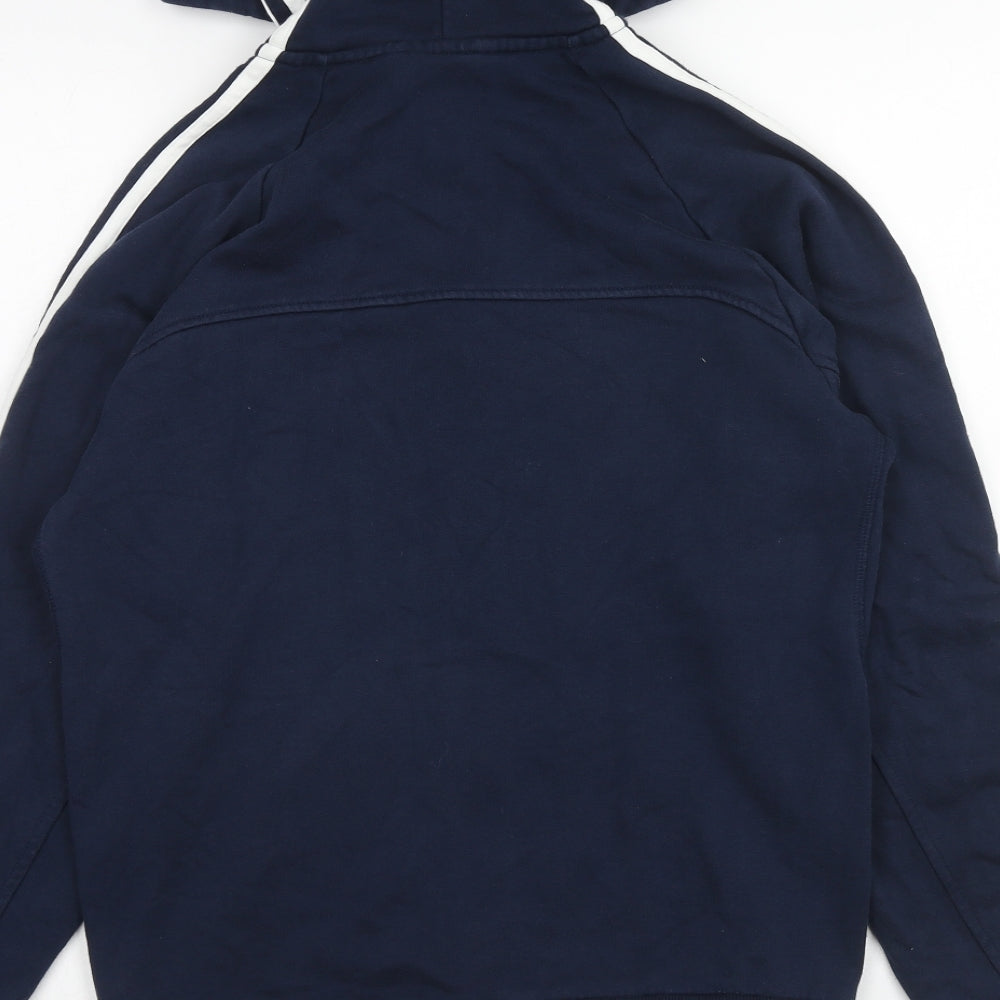 adidas Mens Blue Cotton Full Zip Hoodie Size S