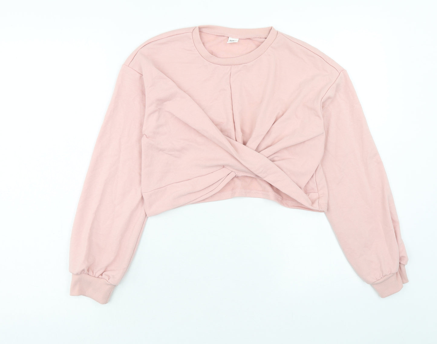 SheIn Girls Pink Polyester Pullover Sweatshirt Size 11-12 Years Pullover - Knot Front