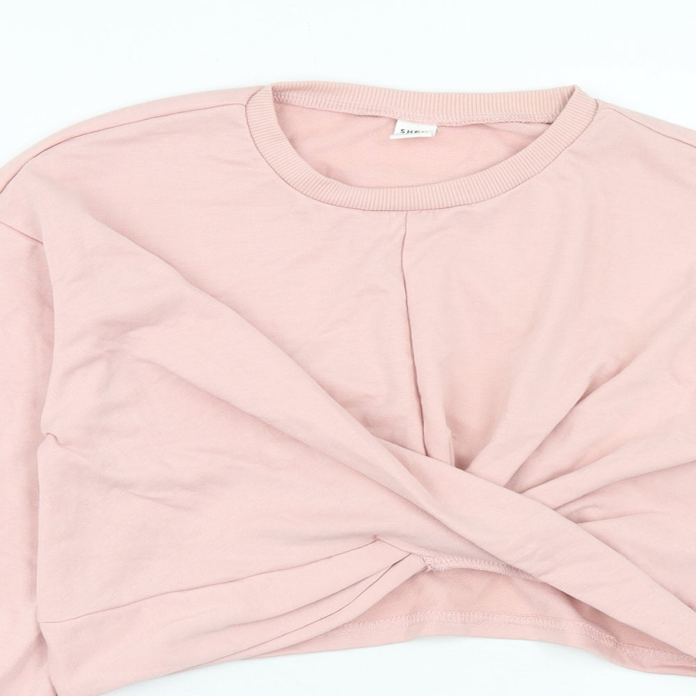 SheIn Girls Pink Polyester Pullover Sweatshirt Size 11-12 Years Pullover - Knot Front