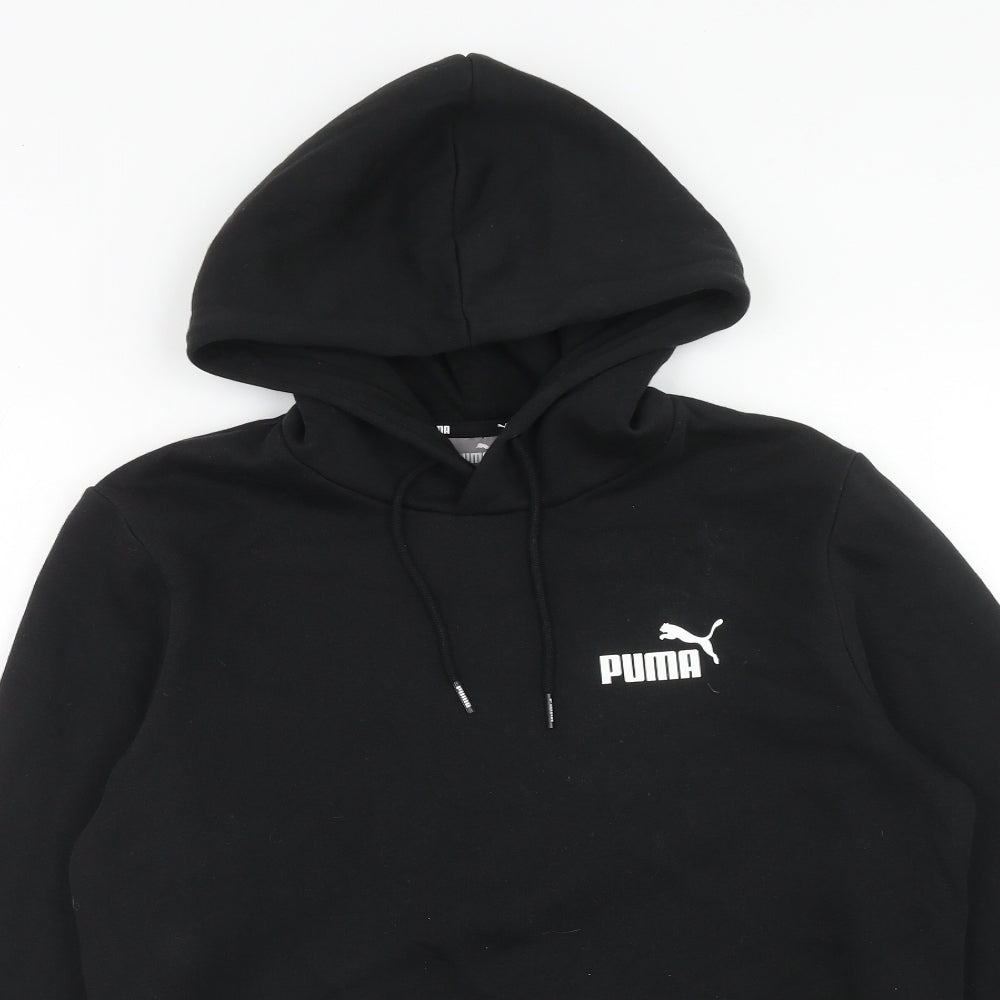 PUMA Mens Black Cotton Pullover Hoodie Size S