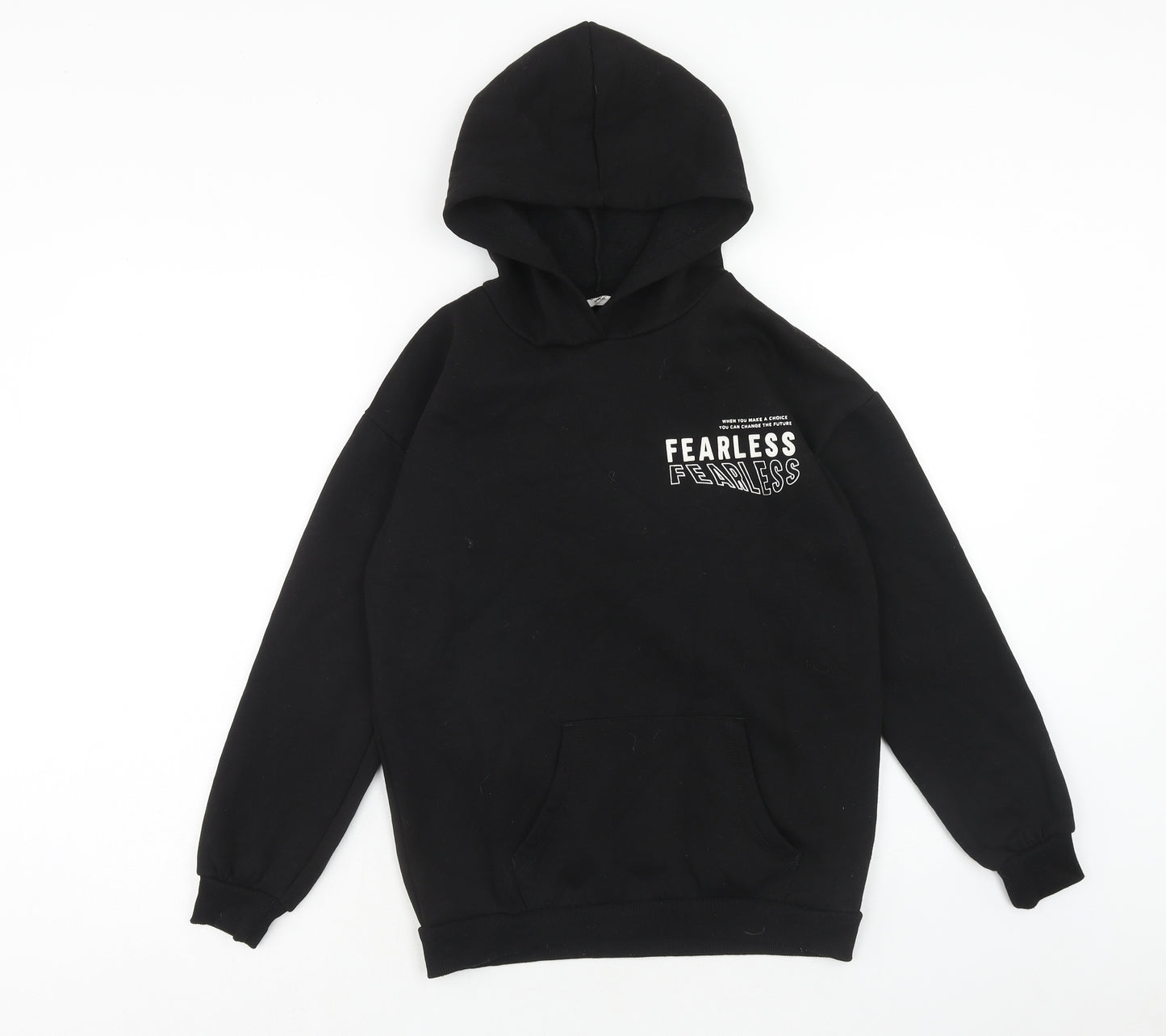 Matalan Girls Black Cotton Pullover Hoodie Size 13 Years Pullover - Fearless