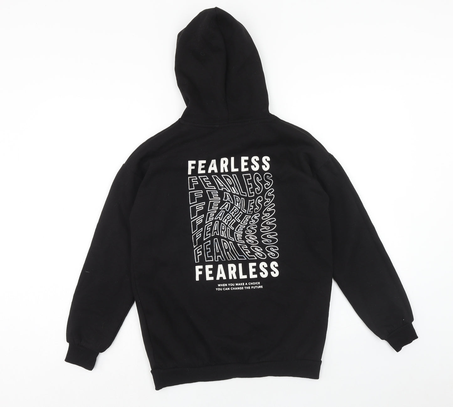 Matalan Girls Black Cotton Pullover Hoodie Size 13 Years Pullover - Fearless