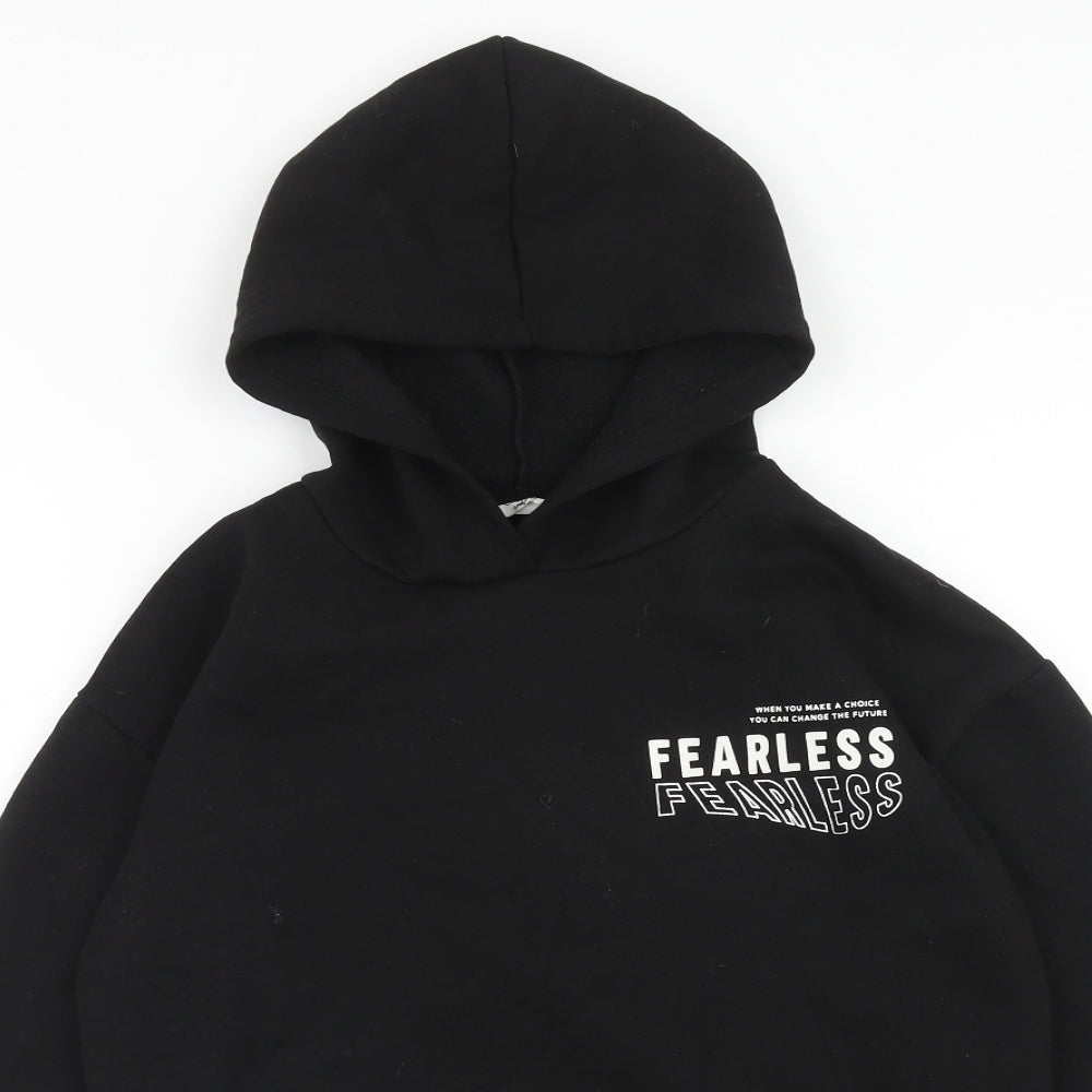 Matalan Girls Black Cotton Pullover Hoodie Size 13 Years Pullover - Fearless