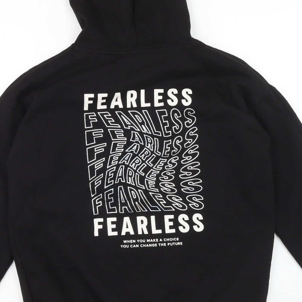 Matalan Girls Black Cotton Pullover Hoodie Size 13 Years Pullover - Fearless