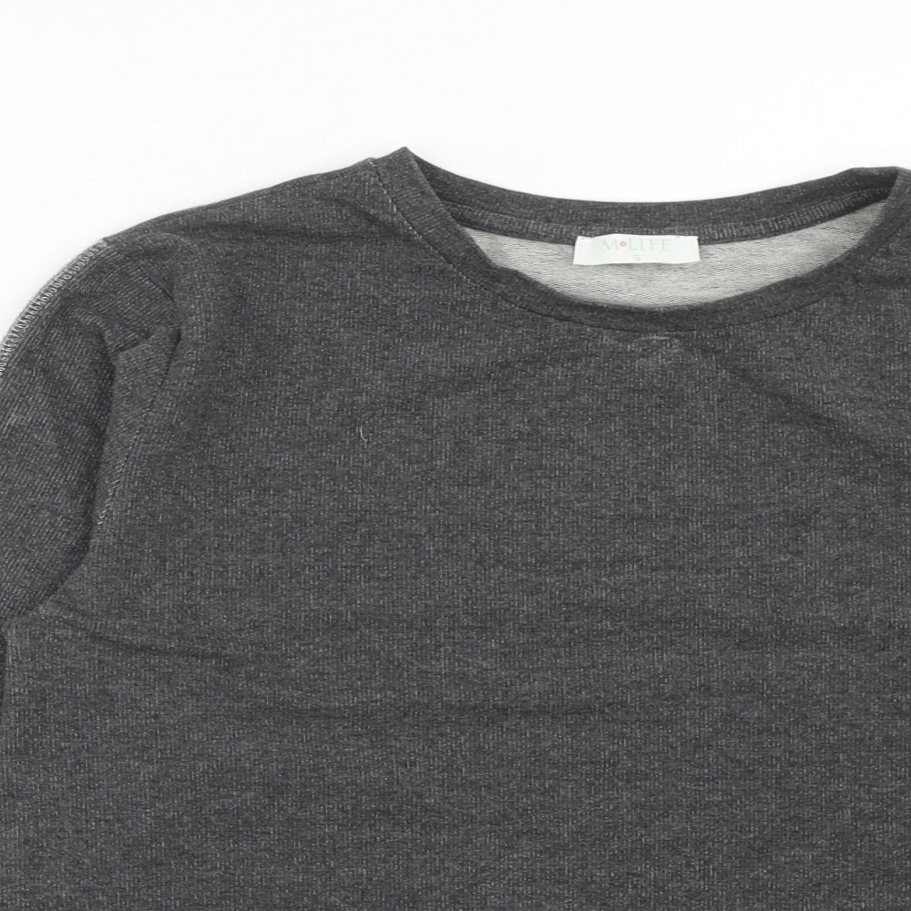 M Life Womens Grey Cotton Pullover Sweatshirt Size S Pullover