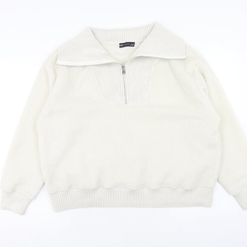 Marks and Spencer Womens White Polyester Pullover Sweatshirt Size XL Zip