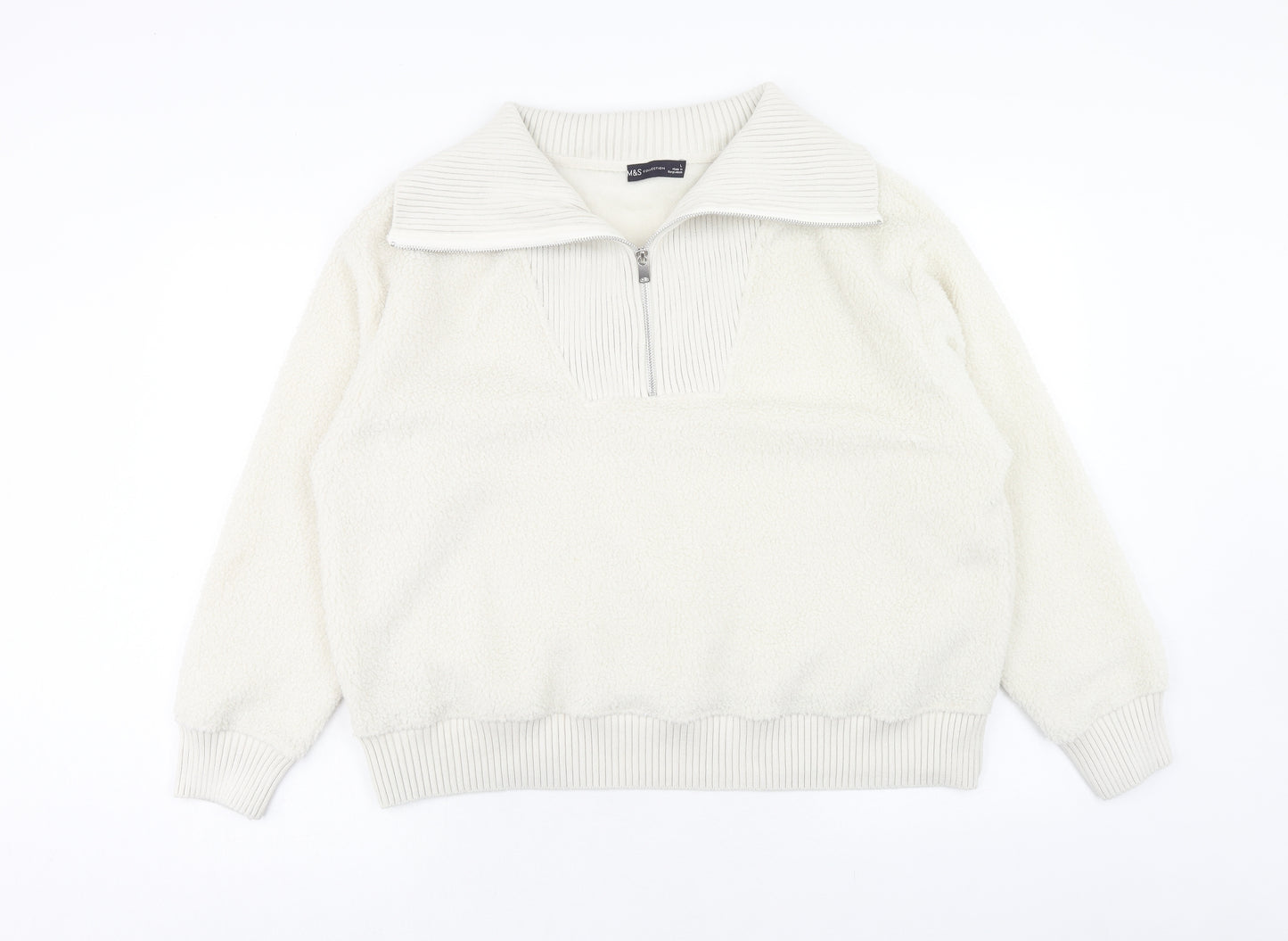 Marks and Spencer Womens White Polyester Pullover Sweatshirt Size XL Zip