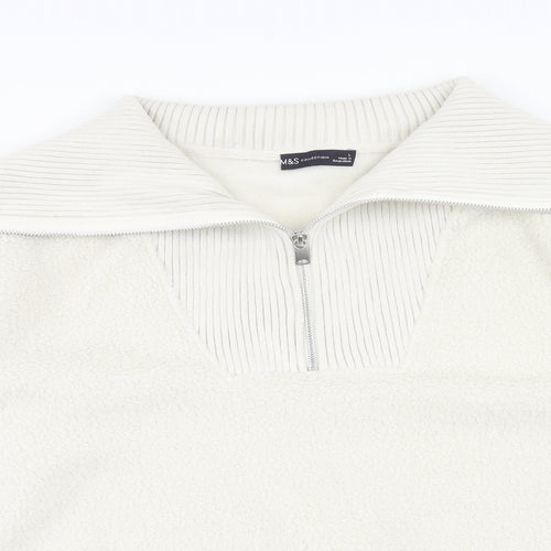 Marks and Spencer Womens White Polyester Pullover Sweatshirt Size XL Zip