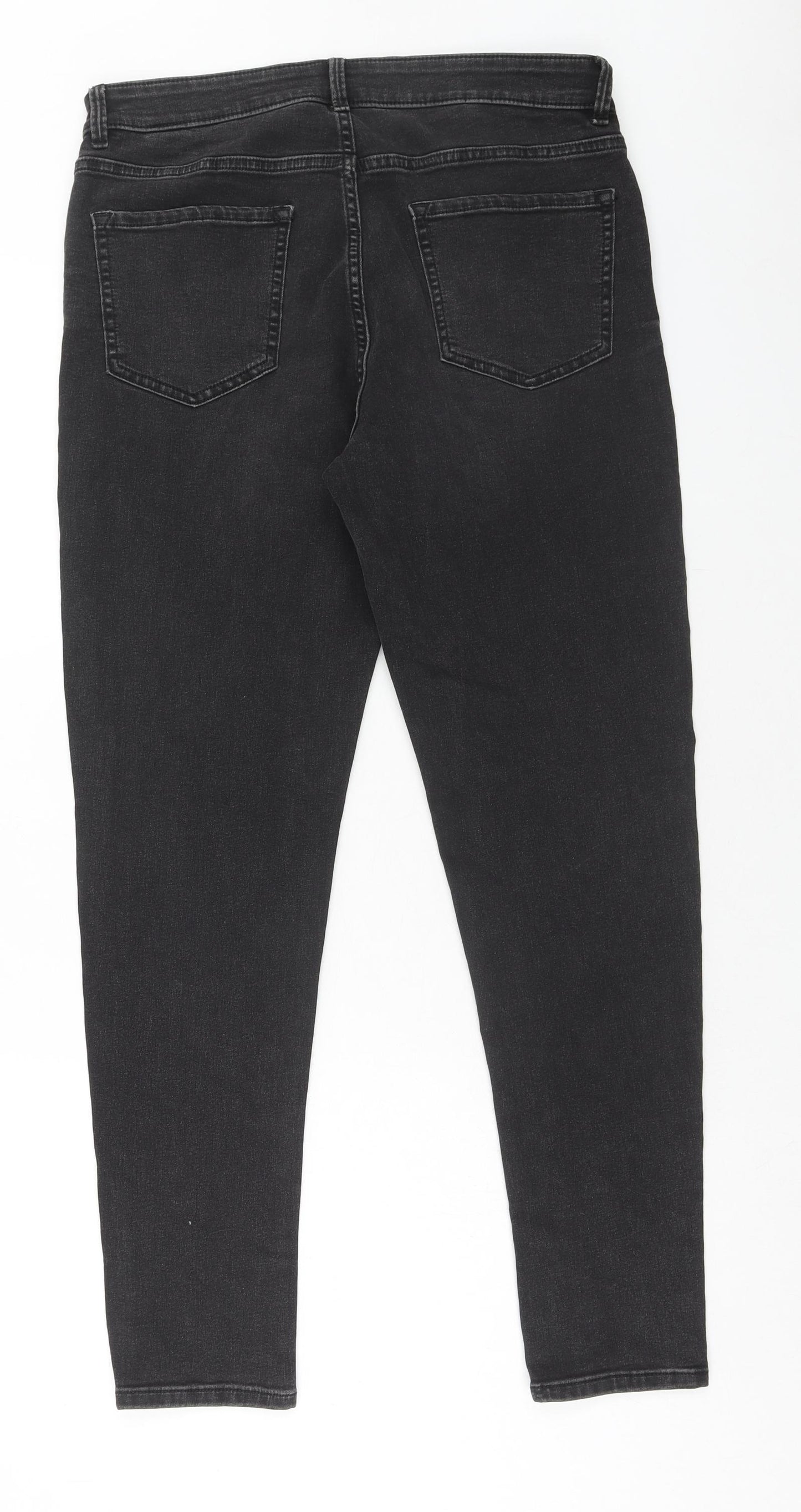 Marks and Spencer Womens Black Cotton Skinny Jeans Size 14 Regular Zip