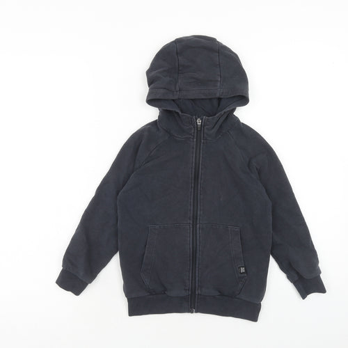 NEXT Boys Black Cotton Full Zip Hoodie Size 6 Years Zip