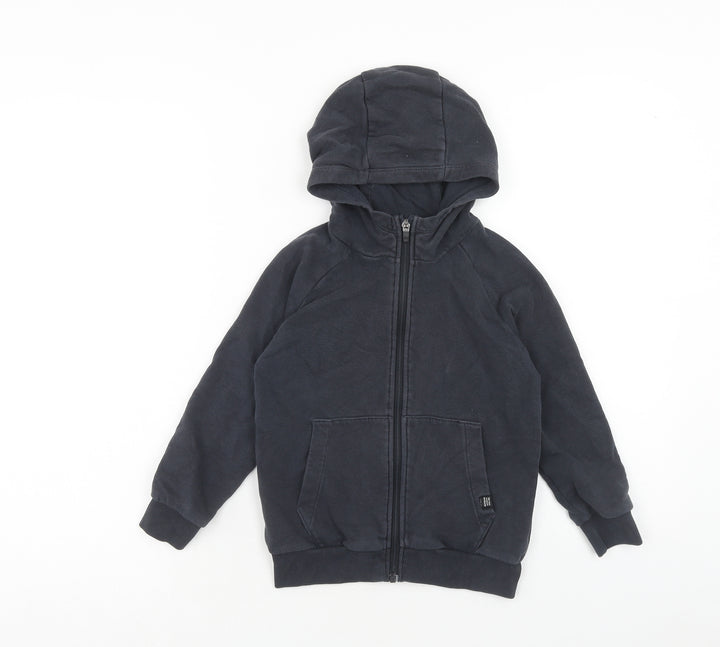 NEXT Boys Black Cotton Full Zip Hoodie Size 6 Years Zip